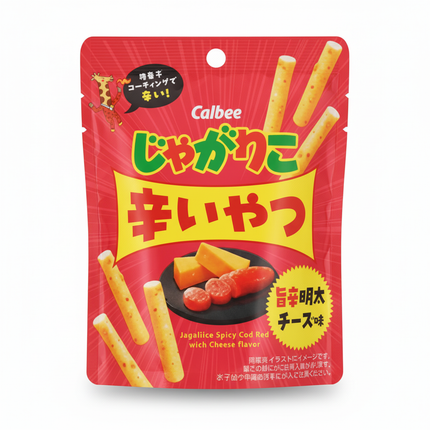 Jyagariko Karai Yatsu Uma Kara Menta Cheese (Crunchy Potato Snacks with Spicy Cod Roe Cheese Flavor)