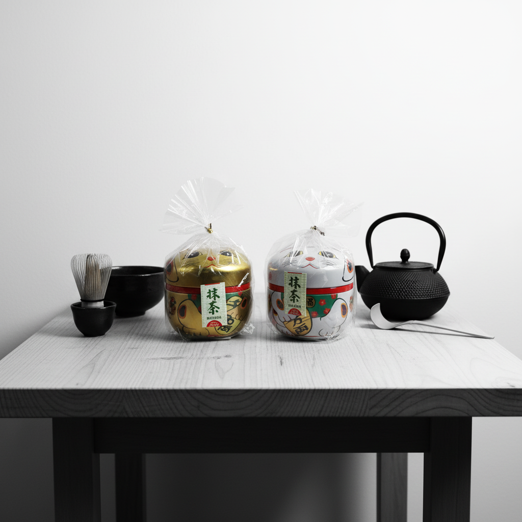 菱和園　招き猫缶入り　宇治抹茶30g　（ランダムに1点お届け）