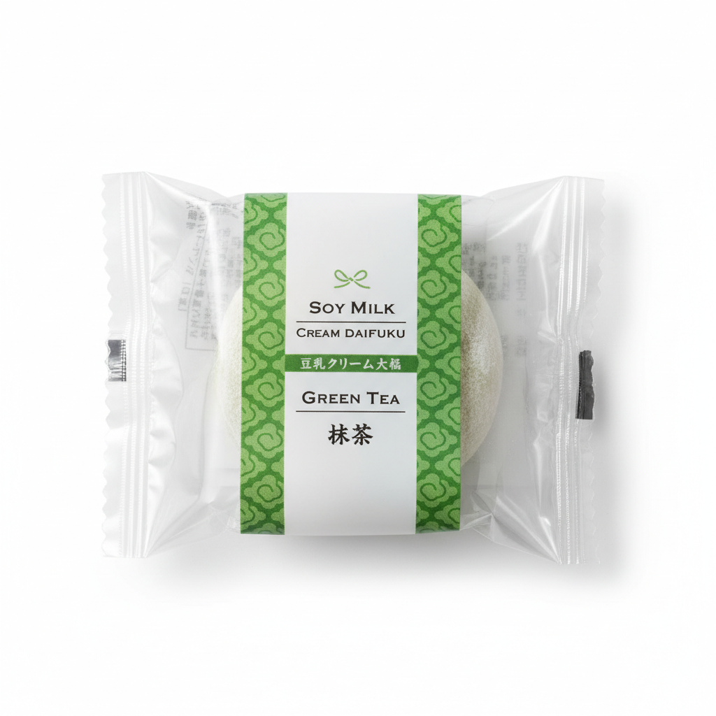 Tonyu Cream Daifuku Matcha (Rice Dumpling with Matcha Cream Paste, Soy Based)