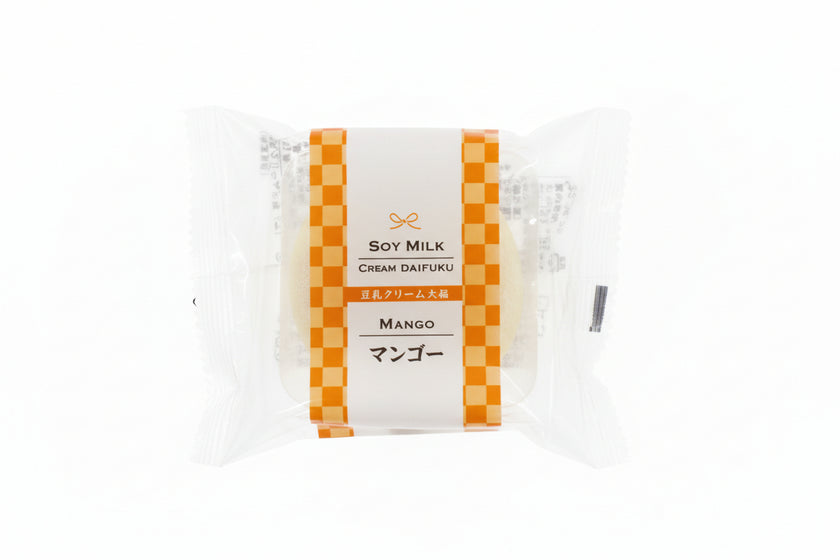 豆乳クリーム大福マンゴー（マンゴークリームペースト入り大福、大豆ベース）