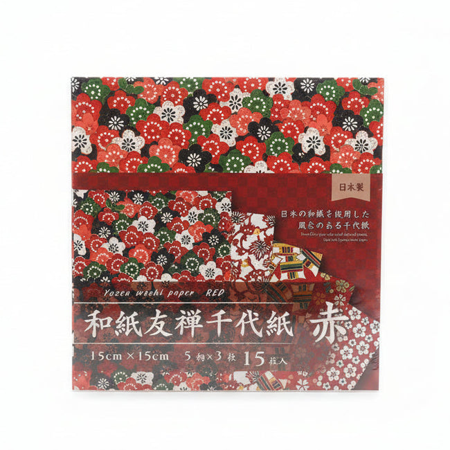 Yuzen Chiyogami 15cm, 12 vel (red)