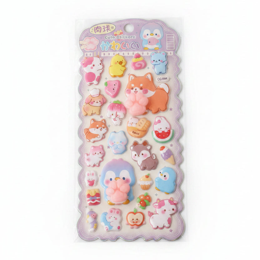 Cute Squishy Cat Paw Raised Stickers