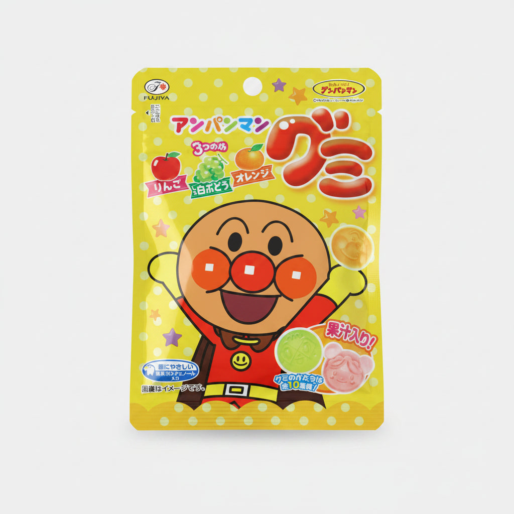 Fujiya Anpanman Gummy 3 Flavors (Apple, White Grape & Orange) 50g